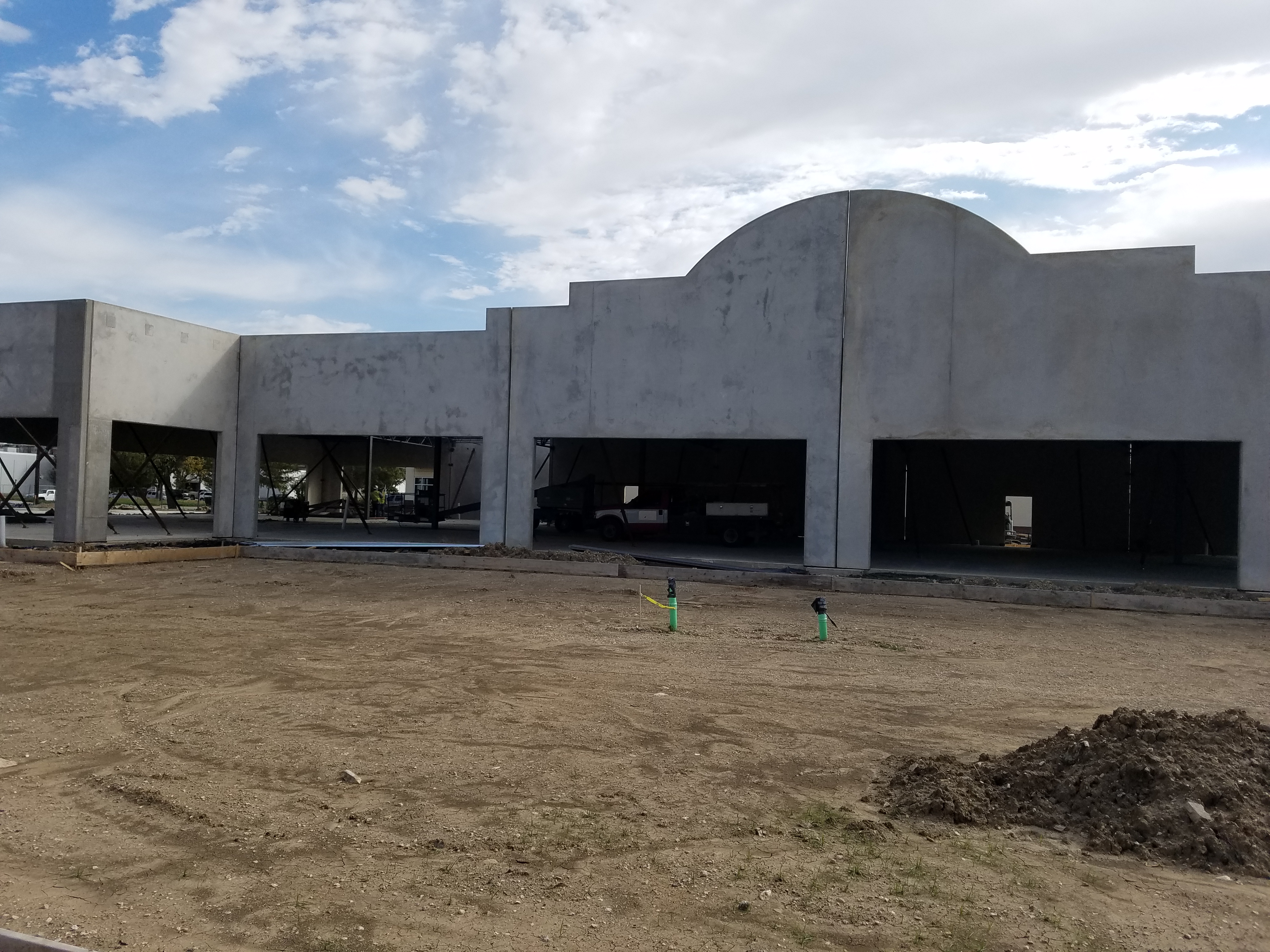 Retail center facade under construction in Farmers Branch, Texas
